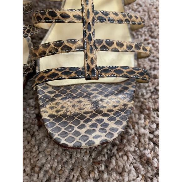 Ann Marino Snakeskin Leather Strappy Open Toe Heeled Sandal Size 7 M Womens - Picture 4 of 8